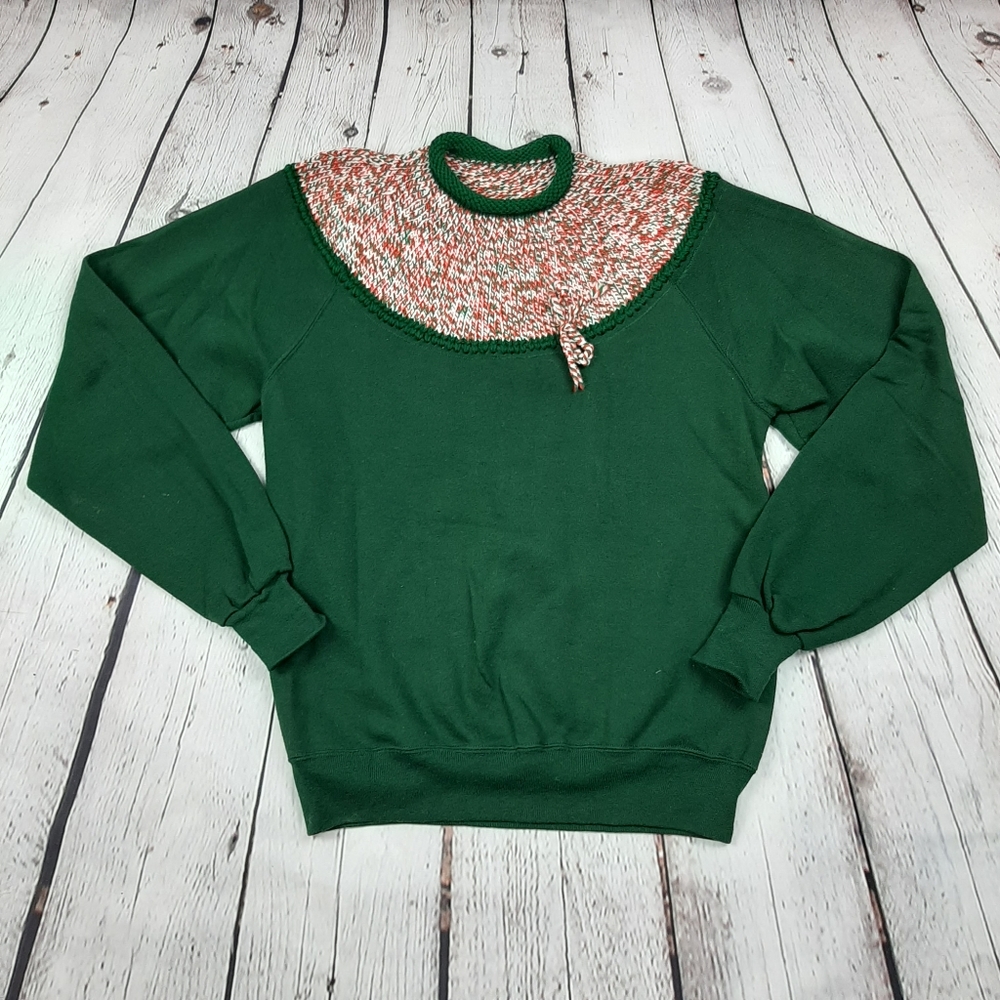Hand Crafted Sweatshirt Ugly Christmas Sweater Knitted Bodice